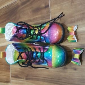 Pipperdoodles rainbow boots size 9 toddler